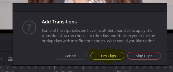 davinci resolve add transition options